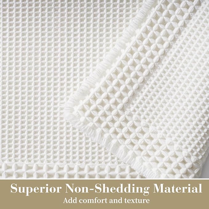 RESARE Waffle Bath Mat for Bathroom, Non Slip Bathroom Rugs 18"x30" White | - Image 2