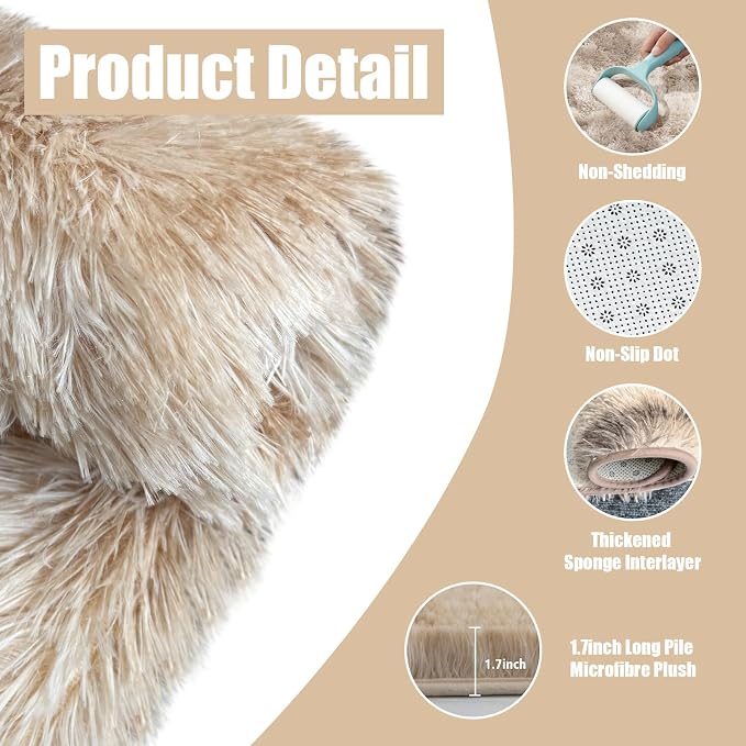 Shag Area Rug for Bedroom 4x6, Fluffy Area Rugs for Living Room, Soft Fuzzy Rug - Image 3