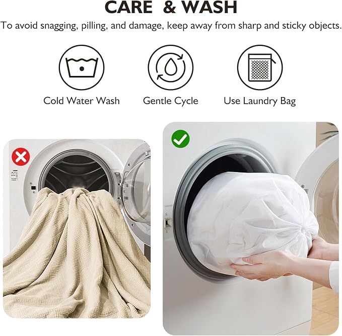 EMME Muslin Blankets for Adults Throw Blanket for Couch Breathable Gauze Soft - Image 9
