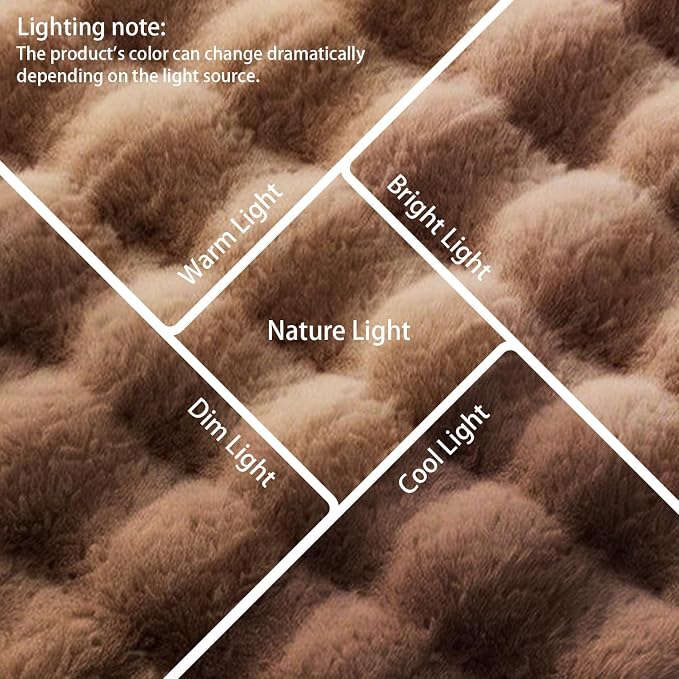 Coffee Rabbit Plush Rug 5'x8', Fluffy Shaggy Area Rug - Image 6