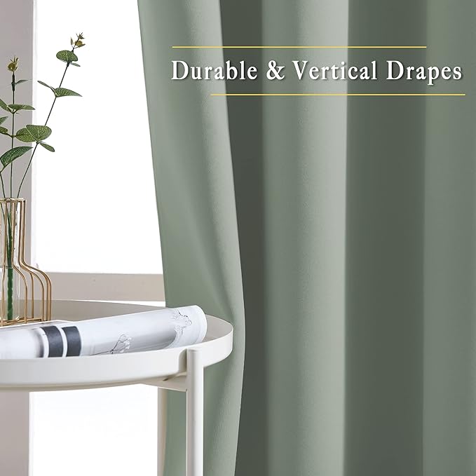 NICETOWN Blackout Sage Green Curtains 84 inch Length 2 Panels Set - Image 5