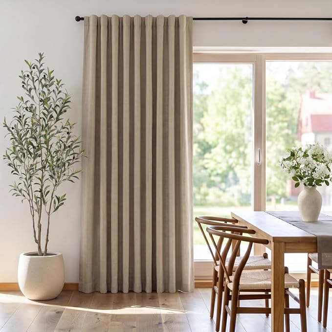 INOVADAY Extra Wide 100% Blackout Linen Curtains 102x96 Burlywood Birch | Linen - Image 6