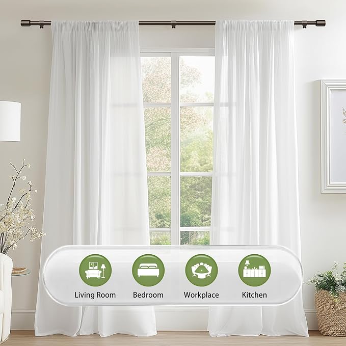 5/8” Diameter Curtain Rods 30-120 Inch, - Image 6