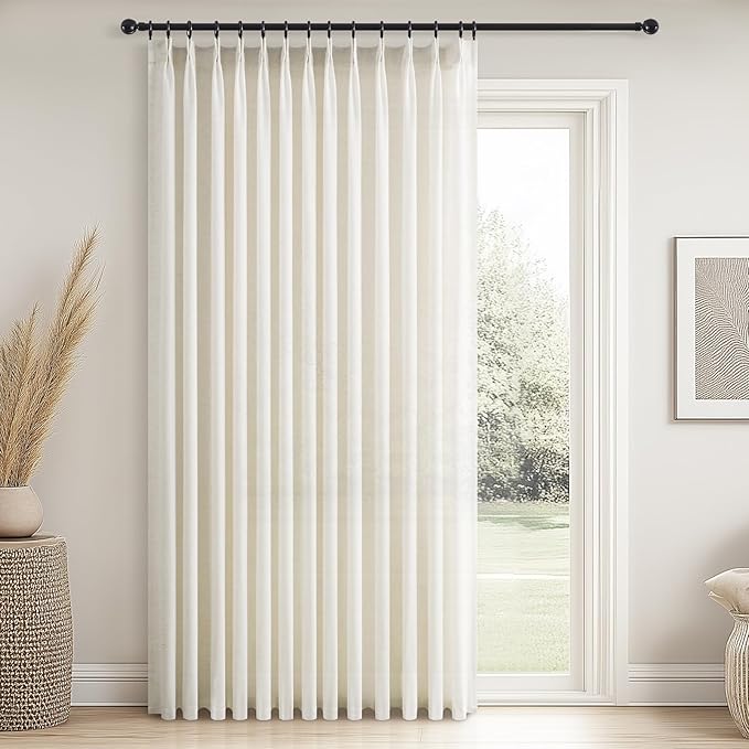 Topfinel 102 Inch Curtains 1 Panels Set, Two Packs Pinch Pleat Back Tab Linen by Topfinel