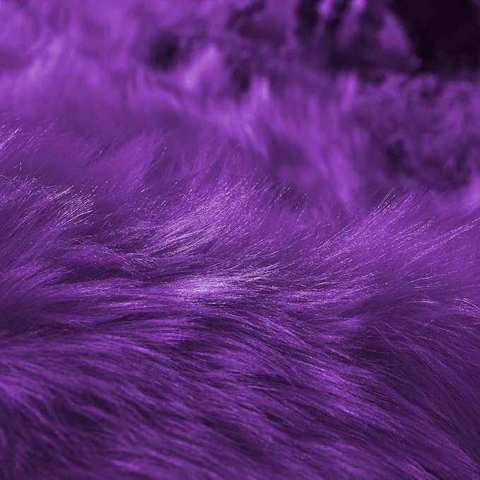 Goolela Purple Circle Rug 4ft Fluffy Round Faux Sheepskin Fur Rug - Image 6