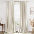 100% Blackout Linen Curtains 98 Inch Long by 52 Inch Wide 2 Panels Set by Guken