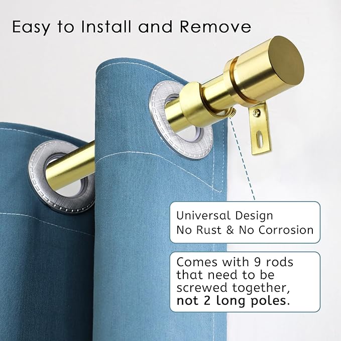 Byondeth Curtain Rods for Windows 16 to 144 Inches Adjustable Length 1 Inch - Image 2