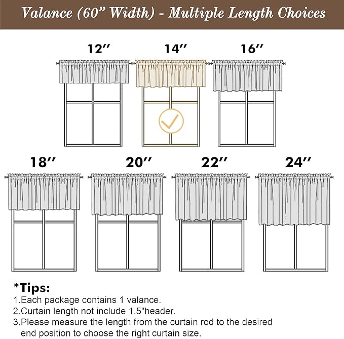 Chyhomenyc Camel Valance for Windows, Light Filtering Faux Linen Textured Small - Image 5