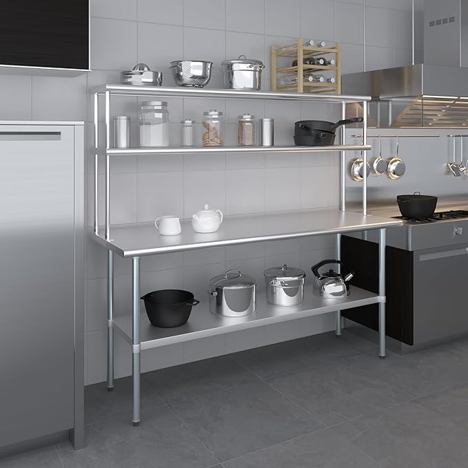 AmGood Double OverShelf Stainless Steel NSF - Many (72" Long x 12" Deep)