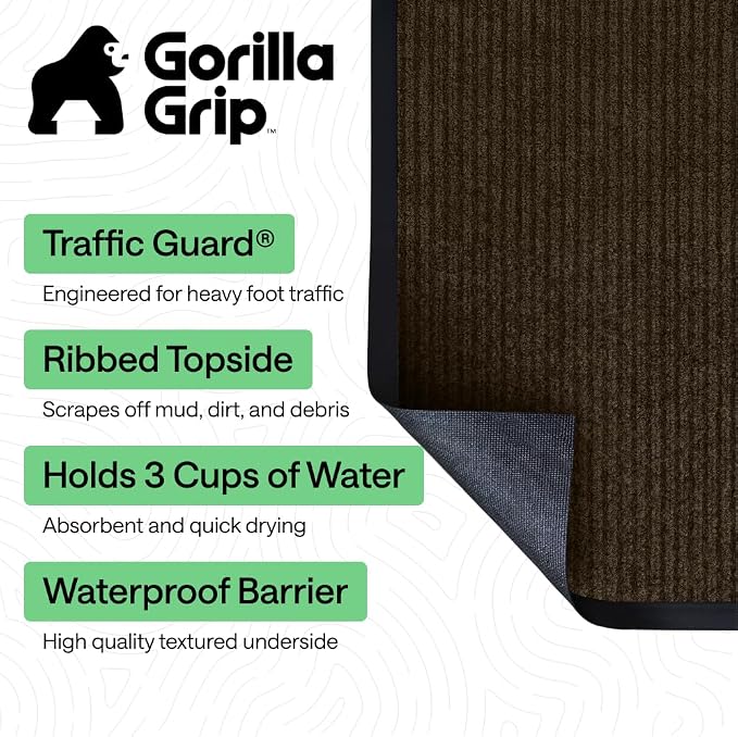GORILLA GRIP Waterproof Traffic Guard Door Mat, 2 Pack Indoor Outdoor Durable - Image 2