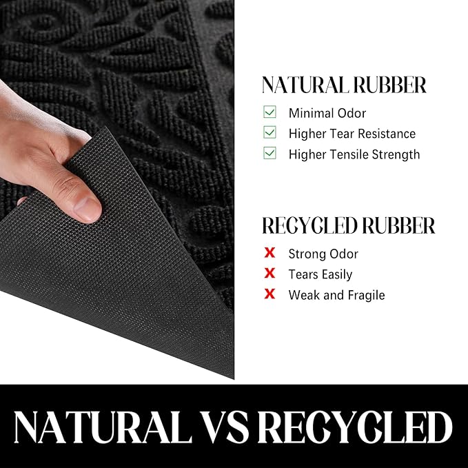 Yimobra Welcome Mat Outdoor, 29.5x17 Waterproof Door Mat Outside Entrance, All-Weather Non Slip Front Door Mat, Low-Profile Entryway Mat Indoor, Porch and Patio, Black