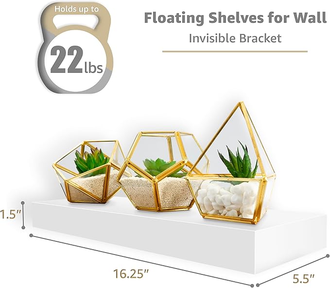 Sorbus Floating Shelves for Wall, Bathroom Shelves Wall Mounted for Kitchen, Bedroom, Living Room, Bathroom Storage, Over Toilet, Hanging Book Shelf for Wall Home Decor (White, 4 Pack)