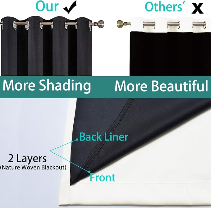 Yakamok Cream 100% Blackout Curtains 45 Inches Long - Image 5