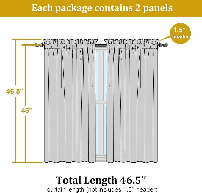 OWENIE Aqua Kitchen Sheer Curtains - Image 2
