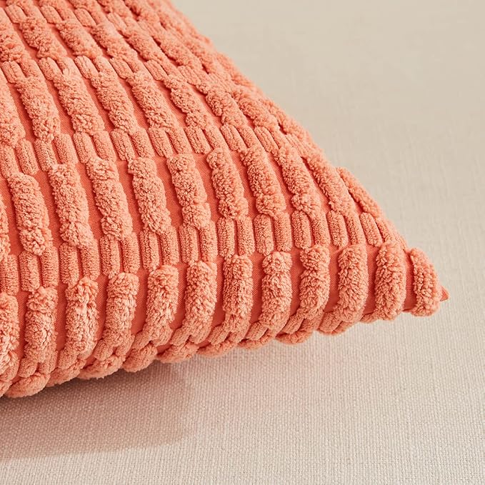 Fancy Homi 4 Packs Boho Coral Decorative Throw Pillow Covers 18x18 Inch - Image 4