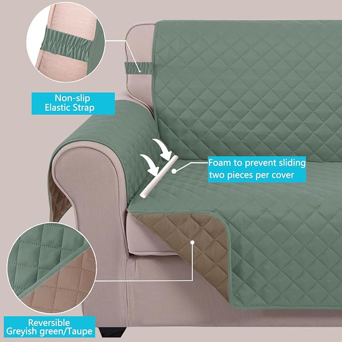 U-NICE HOME Large Sofa Cover Reversible Couch Cover, Pet Friendly, Elastic - Image 3
