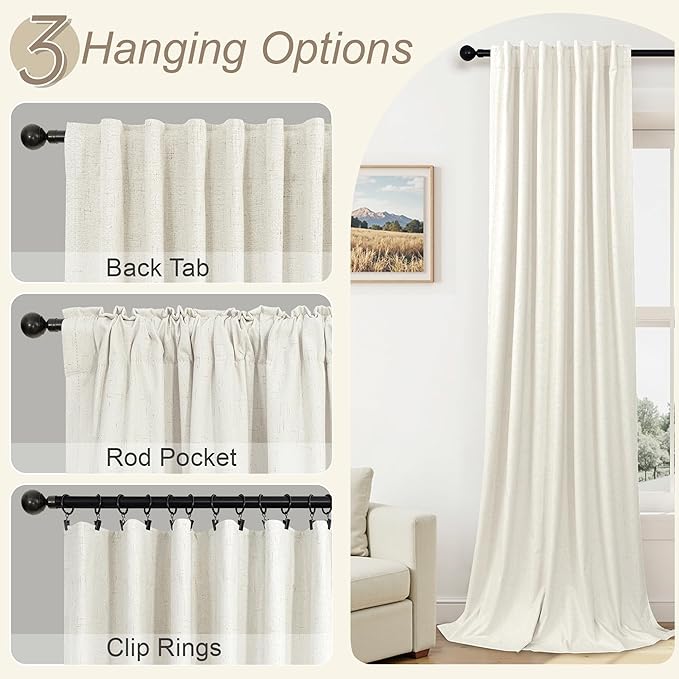 Pitalk Textured Linen Blackout Curtains 45 Inches Long 2 Panels Bathroom Window - Image 6