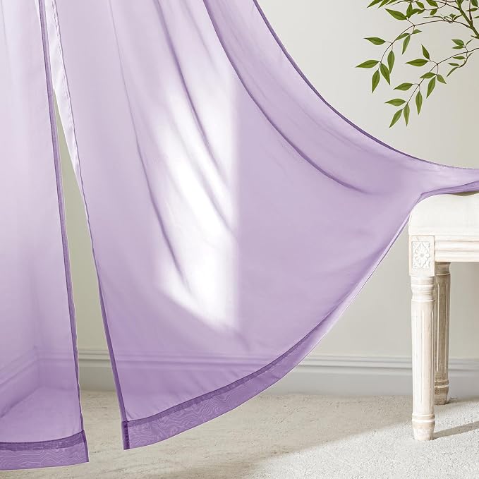 MIULEE Light Purple Sheer Curtains 108 Inches Long, 4 Panels Set, Lavender - Image 6