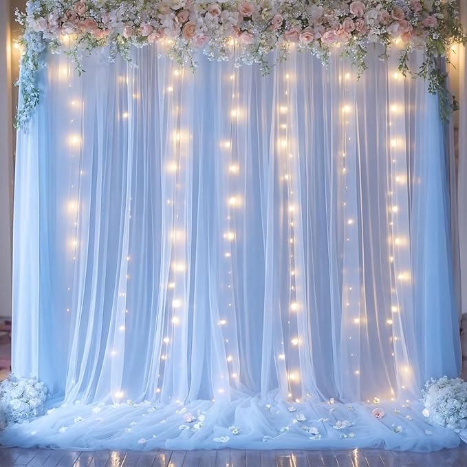 10ft x 15ft Baby Blue Tulle Backdrop Curtain - Image 5