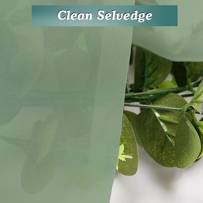 Chyhomenyc Sage Green Sheer Curtains 72 Inch Length 2 Panels, Light Filtering - Image 3
