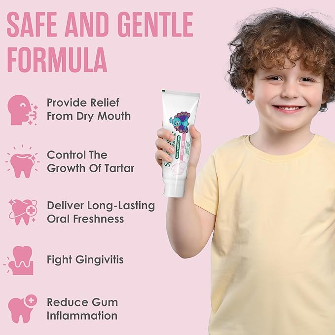SprinJene Natural Kids Toothpaste, Bubblegum | Natural Children’s Toothpaste for Cavity Protection | Fluoride Toothpaste for Toddlers | 4 Pack