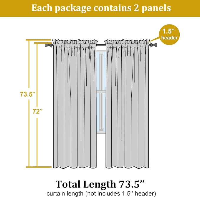 OWENIE Lemon Sheer Curtains for Bedroom Living Room 72 Inches Long 2 Panels Set - Image 2