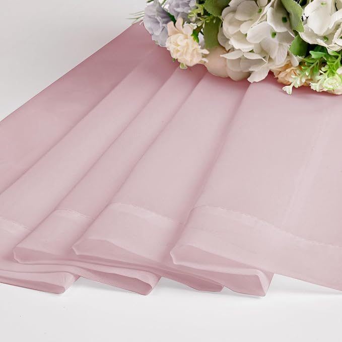 Chyhomenyc Blush Pink Sheer Curtains 30 inch Length 2 Panels, Light Filtering - Image 8