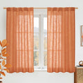 LAMIT Burnt Orange Linen Curtains 45 Inch Length 2 Panels, Light Filtering by LAMIT