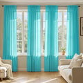 MIULEE Turquoise Sheer Curtains 84 Inches Long 4 Panels 42 x 84 Inches | Light by MIULEE