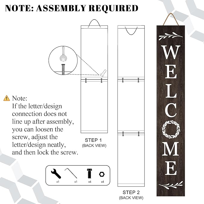 Welcome Wooden Porch Sign 47.2"H Front Door Rustic Standing Large Welcome Porch Sign for Home Front Porch Decor Rustic Wall Decor Home Farmhouse Yard Door Decorations -Brown Porch Decor