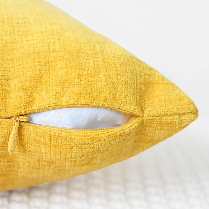 CaliTime Decorative Throw Pillow Covers 20 X 20 Inches Mustard Yellow | Pack of - Image 3