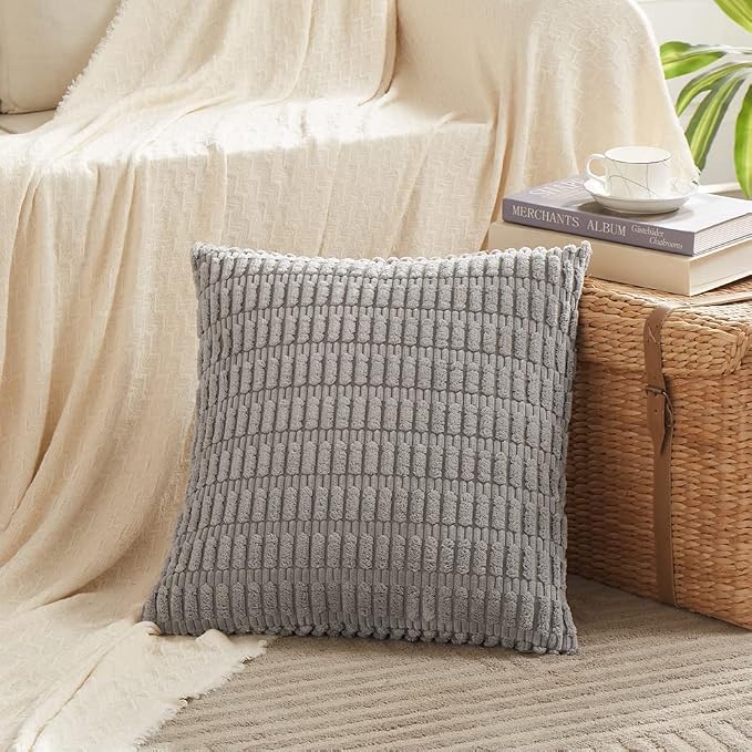 Fancy Homi 4 Packs Grey Decorative Throw Pillow Covers 26x26 Inch - Image 2