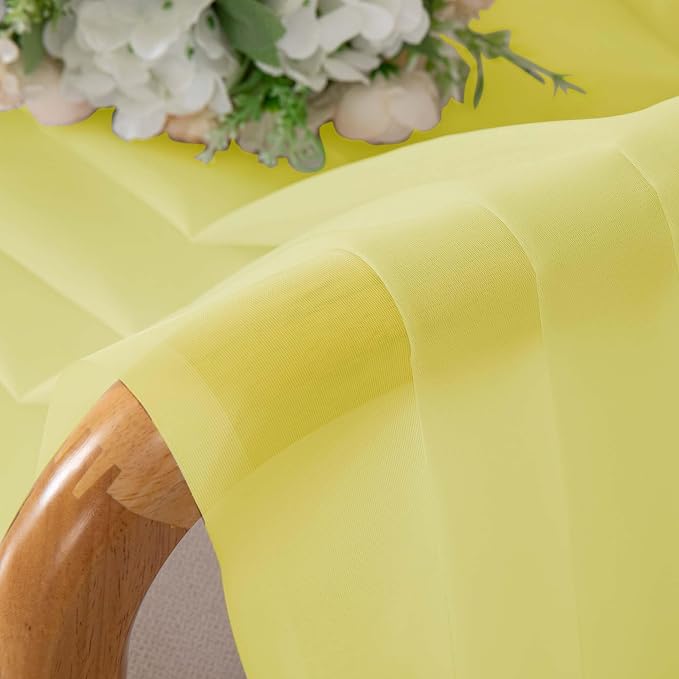 Lemon Sheer Curtains for Bedroom Living Room 54 Inch Length 2 Panels Set - Image 6