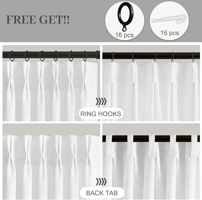 Snow White Pinch Pleated Curtains 96 inches long - Image 3