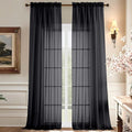 Aiyufeng Sheer Black Curtains 120 Inches Long, Extra Long Rod Pocket Solid by Aiyufeng
