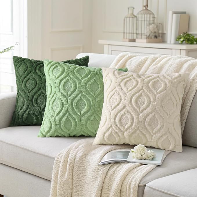 decorUhome Throw Pillow Covers 24x24 Inch Set of 2, Soft Plush Faux Wool Forest - Image 4