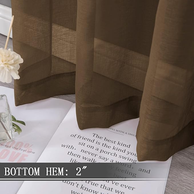 Tollpiz Short Sheer Curtain Linen Textured Bedroom Curtains Sheer Light - Image 4
