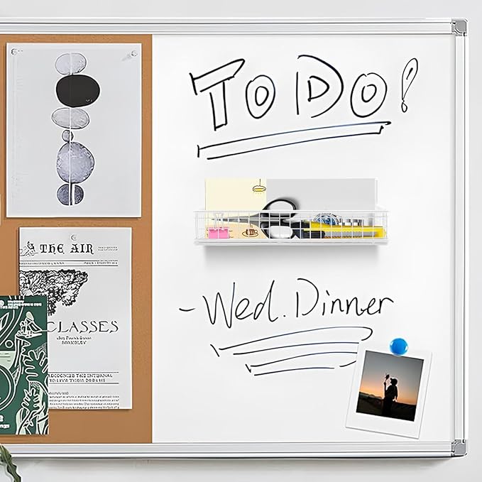 Magnetic Basket, Magnetic Shelf for Fridge, Magnetic Spice Rack for Refrigerator Wire Mesh Magnetic Organizer Holder Accessories for Office Kitchen Classroom Storage,White, 9.44" x 4" x 1.77"