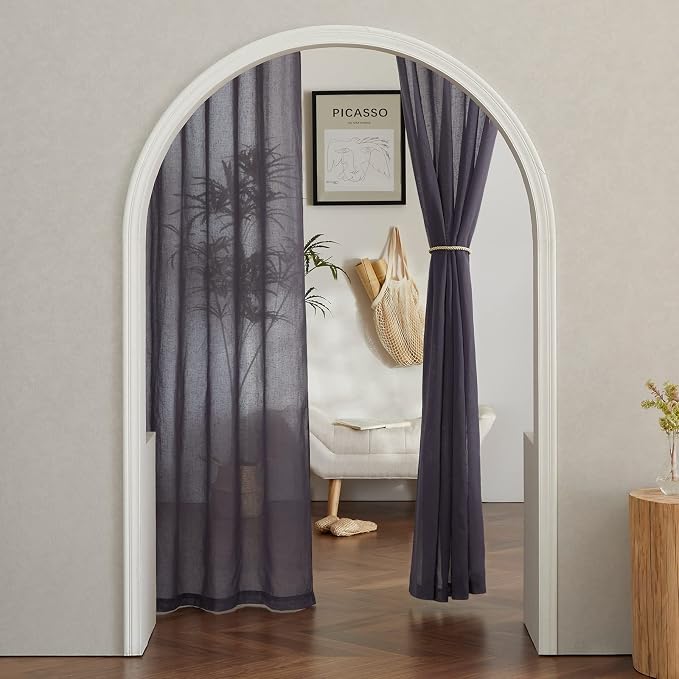 NICETOWN Faux Flax Linen Sheer Living Room Curtains, Grommet Elegant Semi Sheer - Image 7