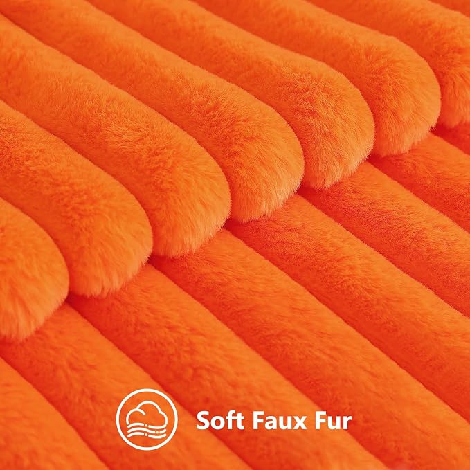 decorUhome Fall Faux Fur Throw Pillow Covers 18x18 Set of 2 Orange | Decorative - Image 2