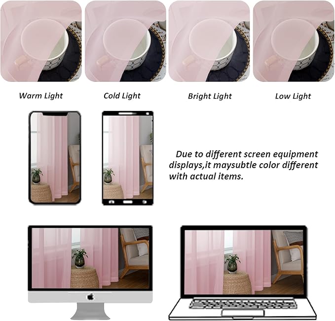Chyhomenyc Blush Pink Sheer Curtains 120 Inches Long - Image 5