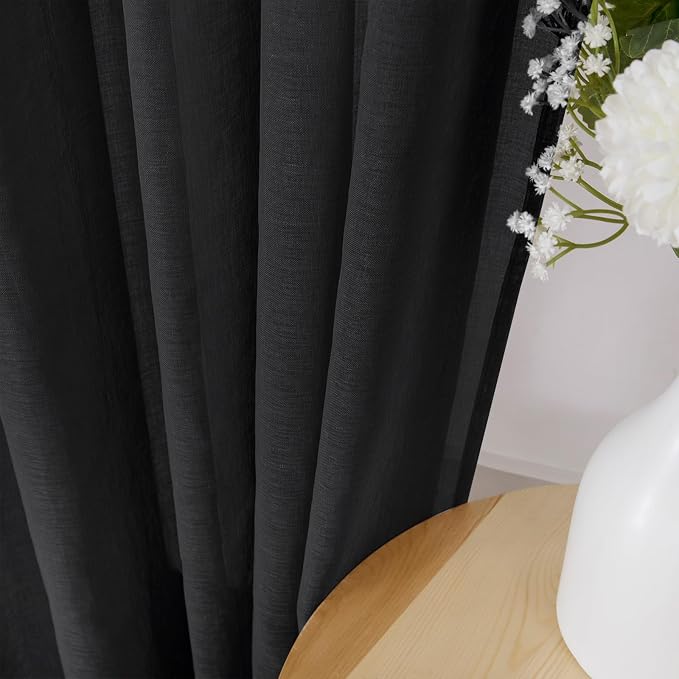 Tollpiz Sheer Curtains Bedroom Linen Textured Curtain Sheers Light Filtering - Image 3