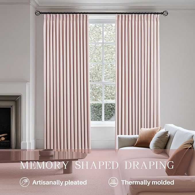AUSSPVOCT Pinch Pleated 90 Inch Linen Curtains 100% Blackout - Image 3