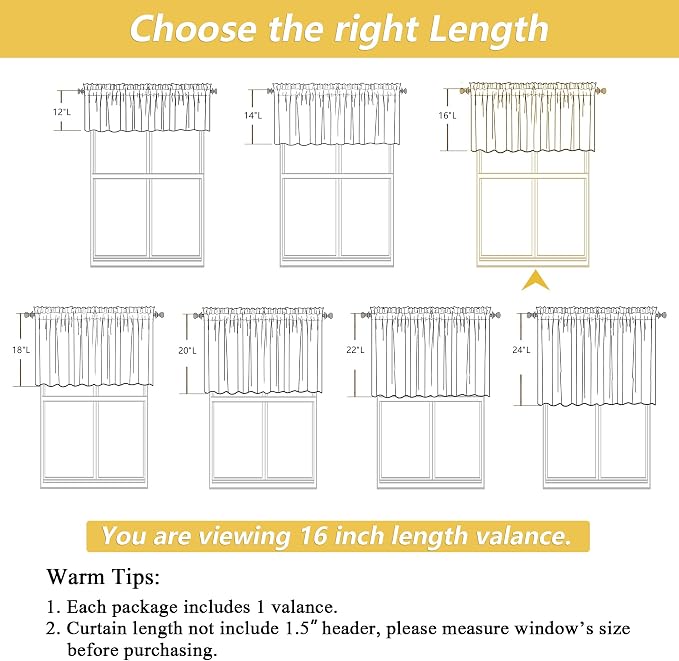 OWENIE Natural Valances for Windows 1 Pcs, Light Filtering Textured Farmhouse - Image 3