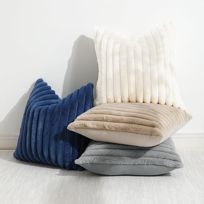 decorUhome Cozy Faux Fur Throw Pillow Covers 12x12 Set of 2 Decorative Soft - Image 5
