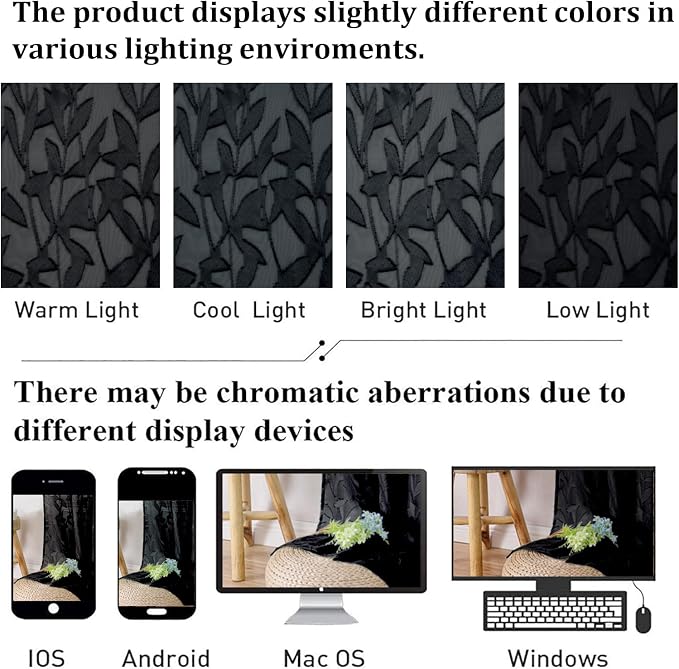 Lecloud Leia Jacquard Black Sheer Curtains 96 Inches Long 2 Panels, Balance - Image 6