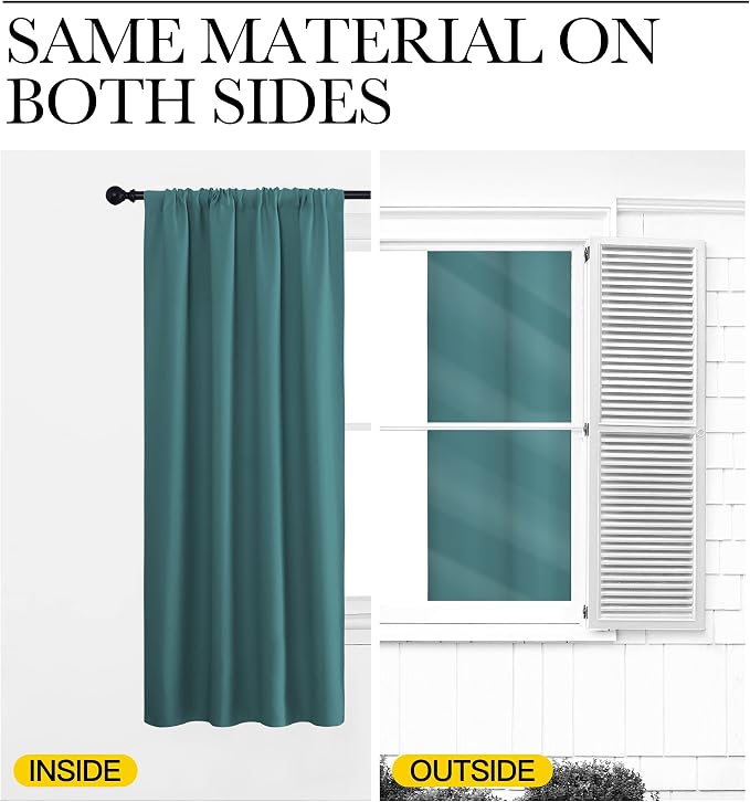 NICETOWN Kitchen Curtains, Sea Teal, Short Blackout Curtains & Drapes, Thermal - Image 5