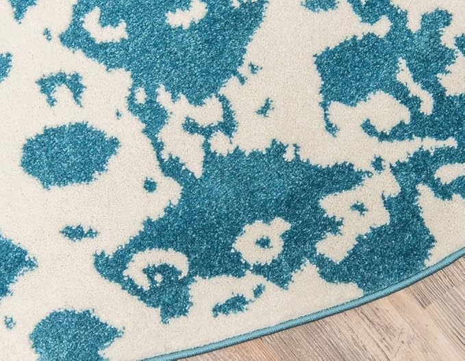 Unique Loom Rosso Collection Vintage Traditional Distressed Blue Round Rug (8' 0 x 8' 0)