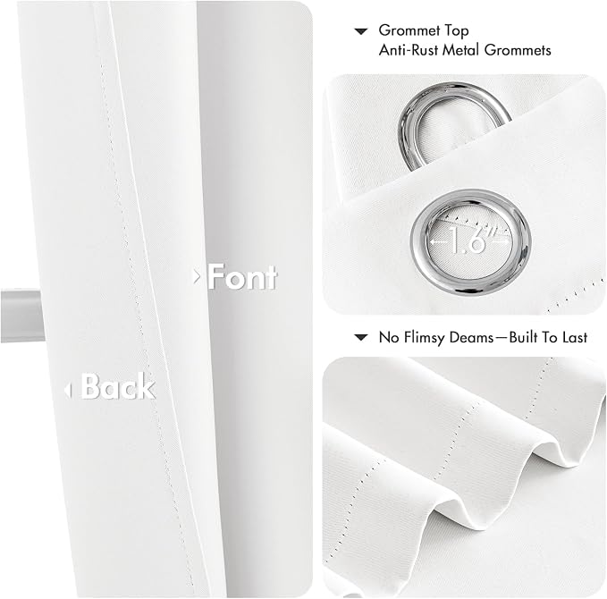MIULEE Blackout Curtains for Bedroom 2 Panels 40 x 63 Inch Long Pure White | - Image 4