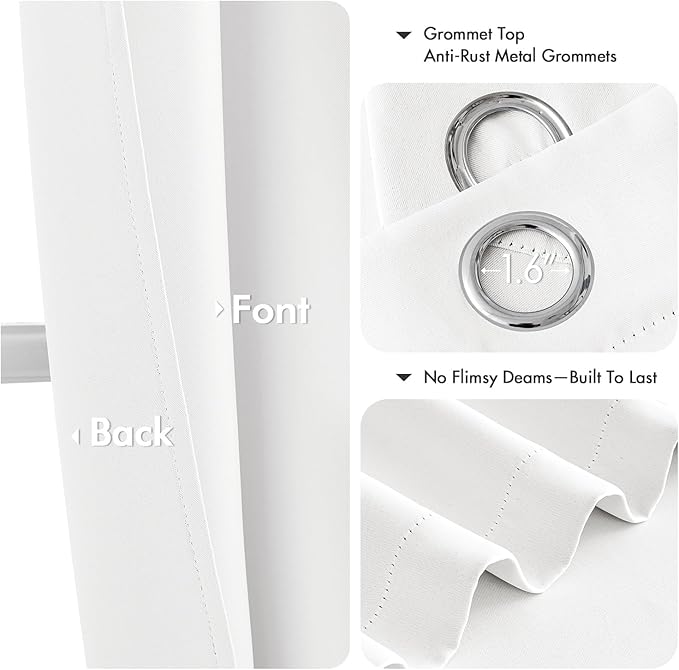 MIULEE Pure White Curtains for Bedroom Living Room 72 Inches Long 2 Panels - Image 4